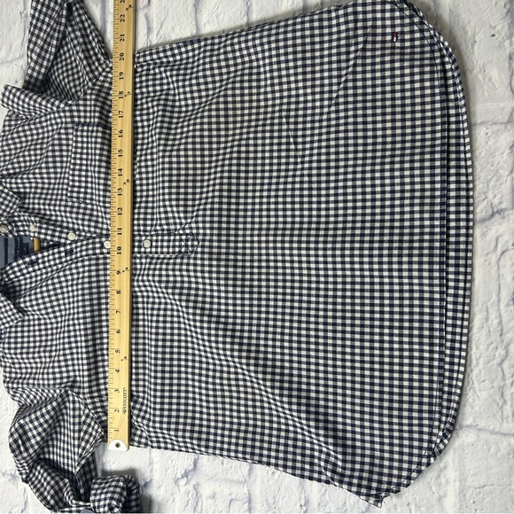 Tommy Hilfiger Navy and White Gingham Women's Shirt. Size Medium. Preppy. - Picture 5 of 10